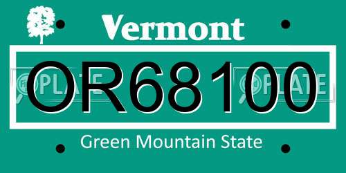 OR68100 Vermont License Plate