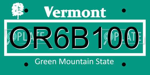 OR6B100 Vermont License Plate