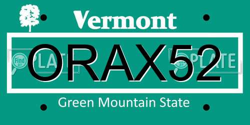 ORAX52 Vermont License Plate