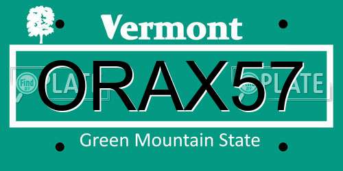 ORAX57 Vermont License Plate