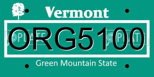 ORG5100 Vermont License Plate