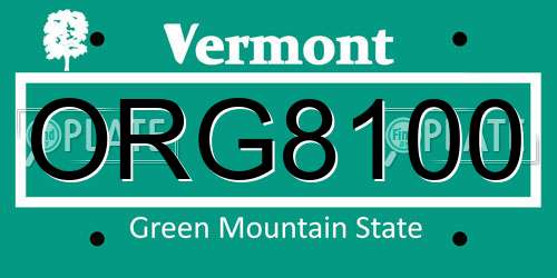 ORG8100 Vermont License Plate