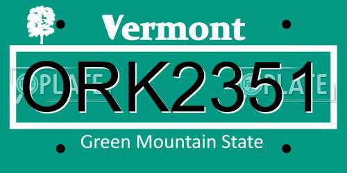 ORK2351 Vermont License Plate