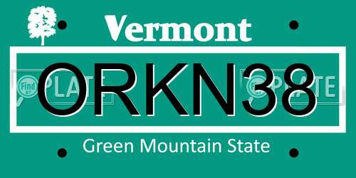 ORKN38 Vermont License Plate