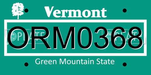 ORM0368 Vermont License Plate