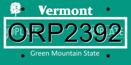 ORP2392 Vermont License Plate