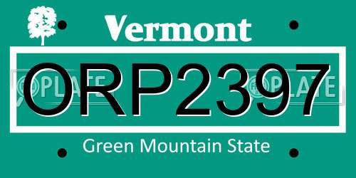ORP2397 Vermont License Plate