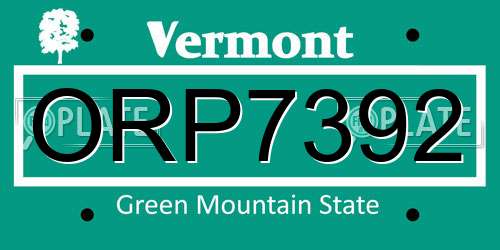 ORP7392 Vermont License Plate