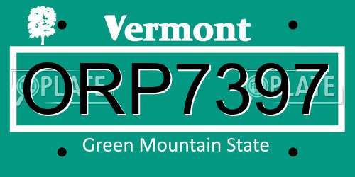 ORP7397 Vermont License Plate