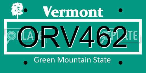ORV462 Vermont License Plate
