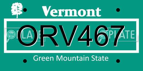 ORV467 Vermont License Plate