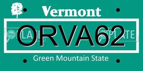 ORVA62 Vermont License Plate