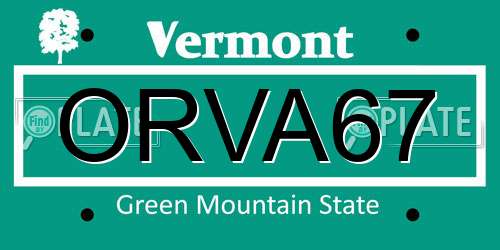 ORVA67 Vermont License Plate