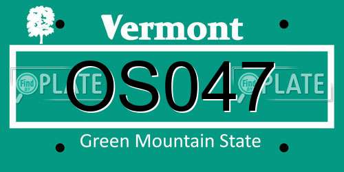 OS047 Vermont License Plate