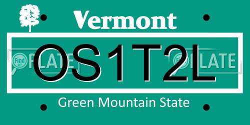 OS1T2L Vermont License Plate