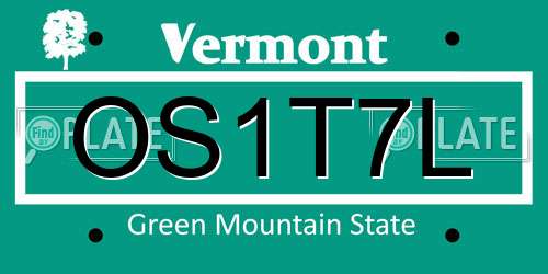 OS1T7L Vermont License Plate