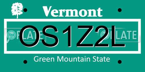 OS1Z2L Vermont License Plate