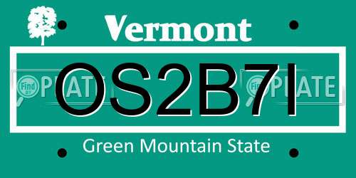 OS2B7I Vermont License Plate