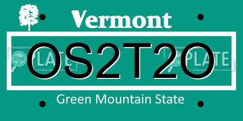 OS2T2O Vermont License Plate