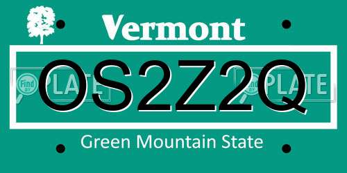 OS2Z2Q Vermont License Plate