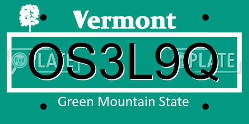 OS3L9Q Vermont License Plate
