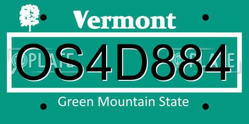 OS4D884 Vermont License Plate