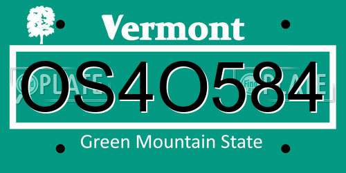 OS4O584 Vermont License Plate