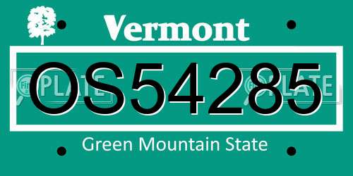 OS54285 Vermont License Plate