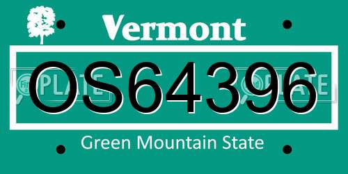 OS64396 Vermont License Plate