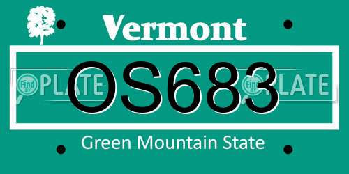 OS683 Vermont License Plate