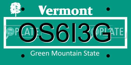 OS6I3G Vermont License Plate