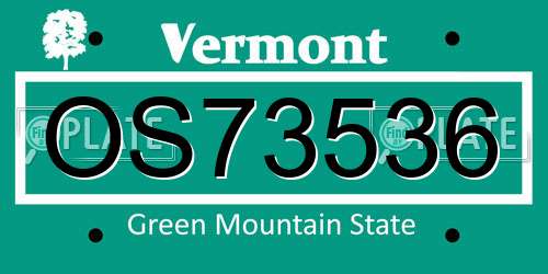 OS73536 Vermont License Plate