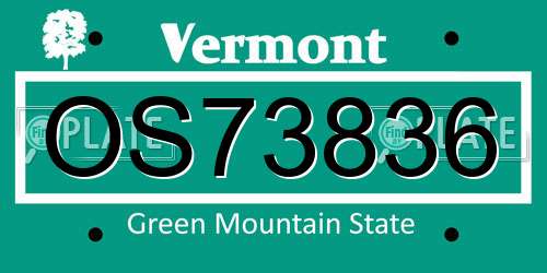 OS73836 Vermont License Plate