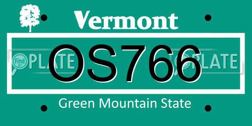 OS766 Vermont License Plate