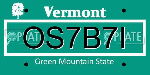 OS7B7I Vermont License Plate