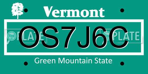 OS7J6C Vermont License Plate