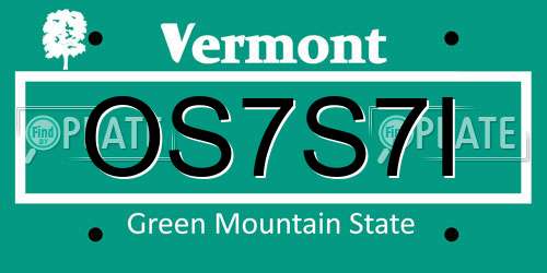 OS7S7I Vermont License Plate
