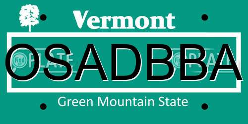 OSADBBA Vermont License Plate