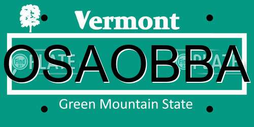 OSAOBBA Vermont License Plate