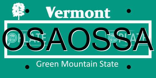 OSAOSSA Vermont License Plate