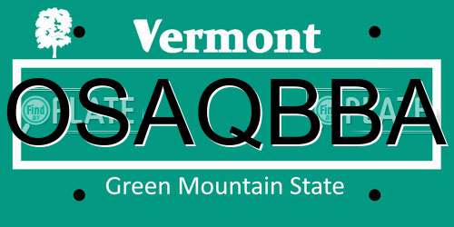 OSAQBBA Vermont License Plate