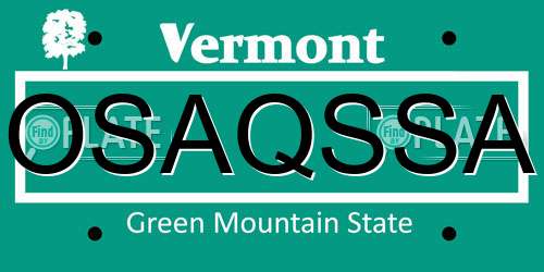 OSAQSSA Vermont License Plate