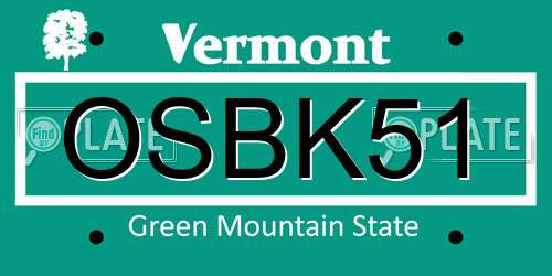 OSBK51 Vermont License Plate