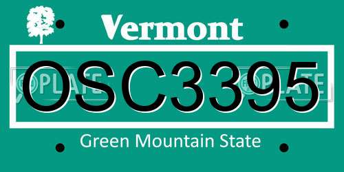 OSC3395 Vermont License Plate