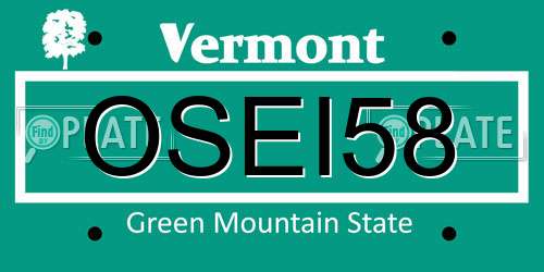 OSEI58 Vermont License Plate