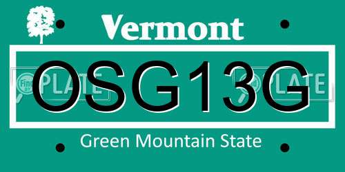OSG13G Vermont License Plate