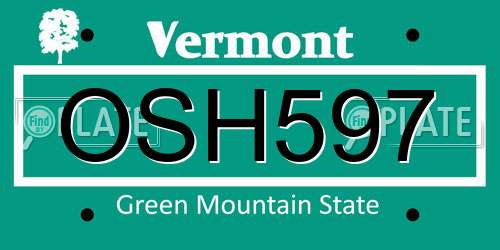 OSH597 Vermont License Plate