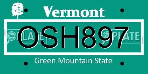 OSH897 Vermont License Plate