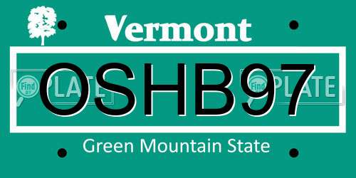 OSHB97 Vermont License Plate