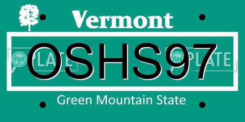 OSHS97 Vermont License Plate